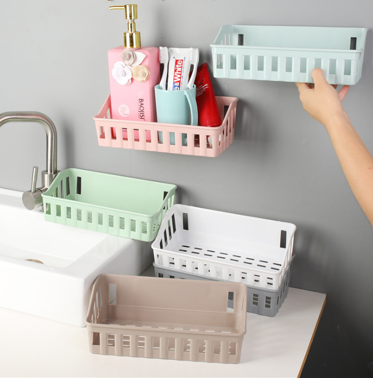 [HCM]Kệ nhựa chữ nhật đa năng treo tường nhà tắm nhà bếp chịu lực cực tốt độ bền siêu cao