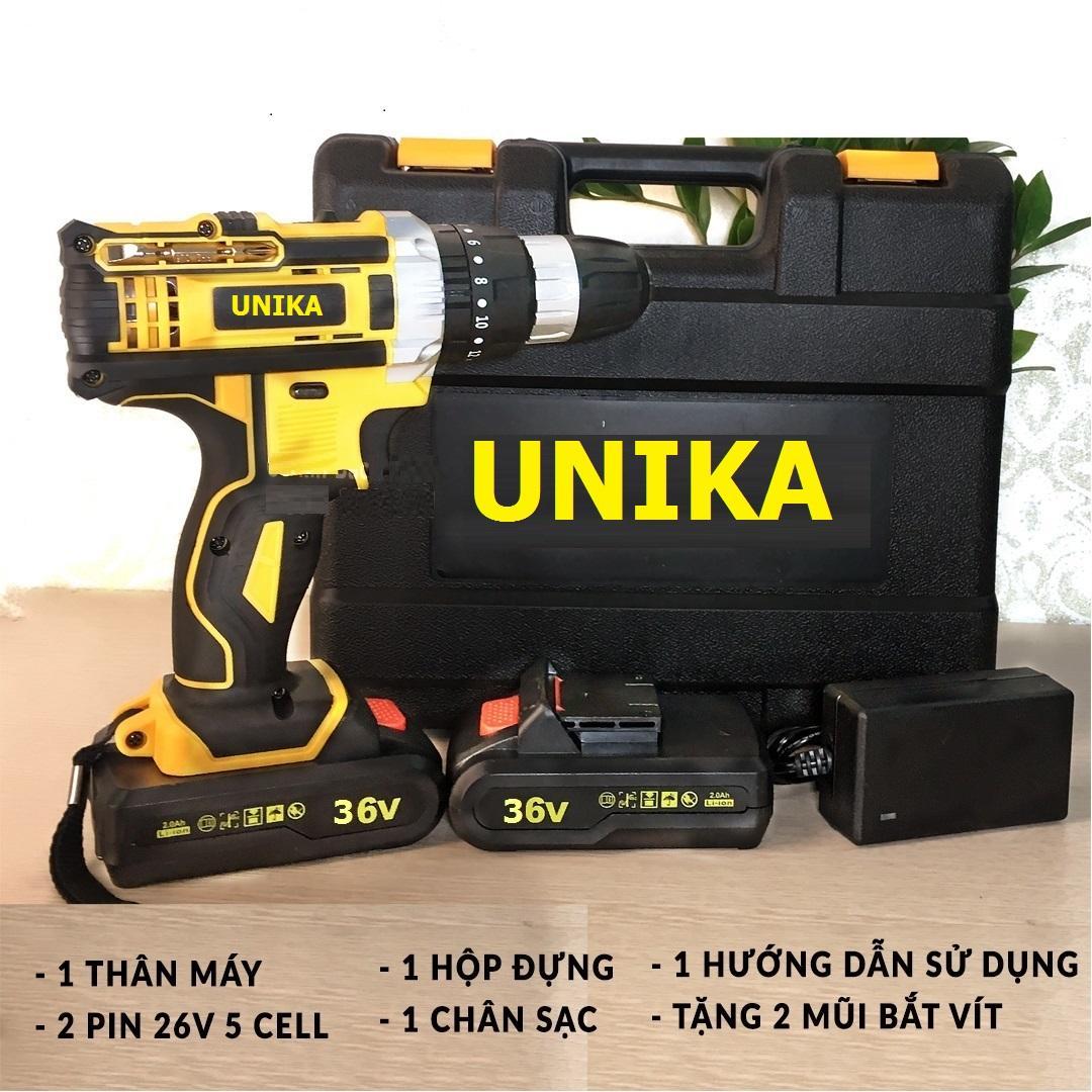 Máy khoan pin Máy khoan bê tông dùng pin UNIKA 36V TẶNG MŨI KHOAN - 2 PIN máy khoan pin máy bắn vít máy khoan cầm tay