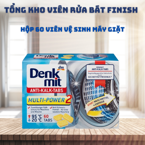Viên vệ sinh máy giặt Denk Mit hộp 60 viên khử mùi diệt khuẩn tẩy cặn cho máy giặt, viên tẩy lồng giặt vệ sinh mọi vết bẩn mọi ngóc ngách bên trong máy