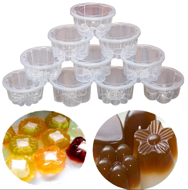 Combo 20 Khuôn Làm Rau Câu Bánh Flan 6,5cm Có Nắp Đậy Hình Hoa Đẹp Mắt/ Xuất xứ : Việt Nam/Khuôn có nắp đậy tiện lợi và an toàn vệ sinh