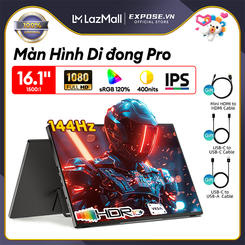 16.1 Inch Full Hd Portable Monitor Ips Screen | High Dynamic Range | 60Hz for Game Consoles, Mobile Phones, Computers Giá 1,099,098 Đồng*Miễn phí vận chuyển