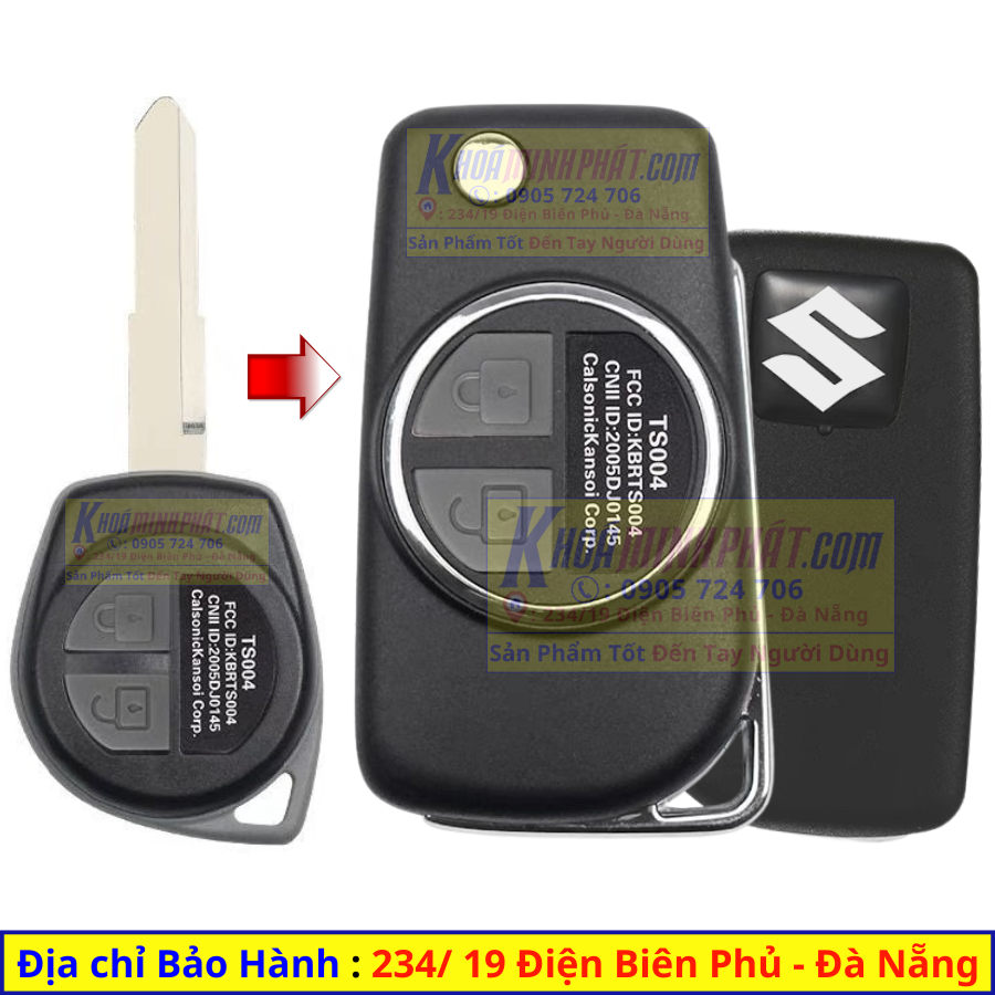 Vỏ chìa khoá xe suzuki celerio, swift, ciaz độ gập v913