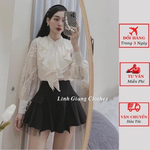 Áo sơ mi kiểu ren nữ viền bèo tay bồng tiểu thư bánh bèo công sở ulzzang Hàn Quốc