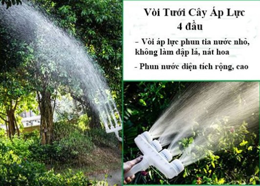 Vòi Tưới Cây Áp Lực 4 đầu PHUN
