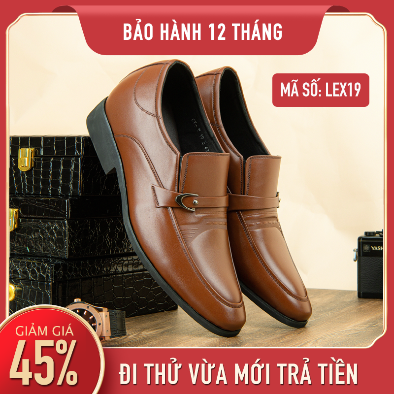 Giày lười da bò nam- lex19 tăng chiều cao 6cm