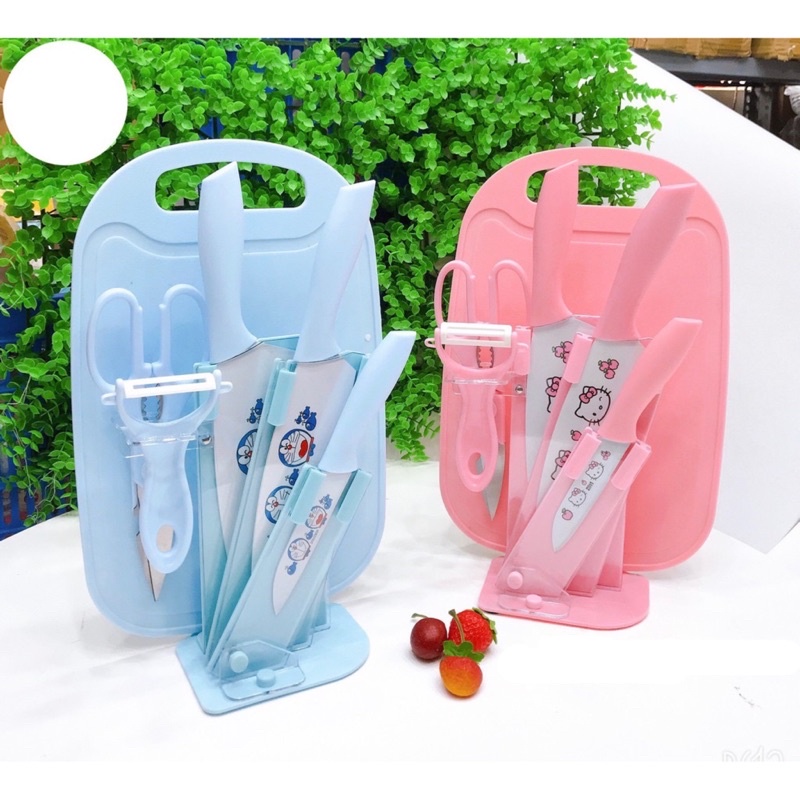 Full Bộ dao thớt có giá đỡ chế biến đồ ăn dặm