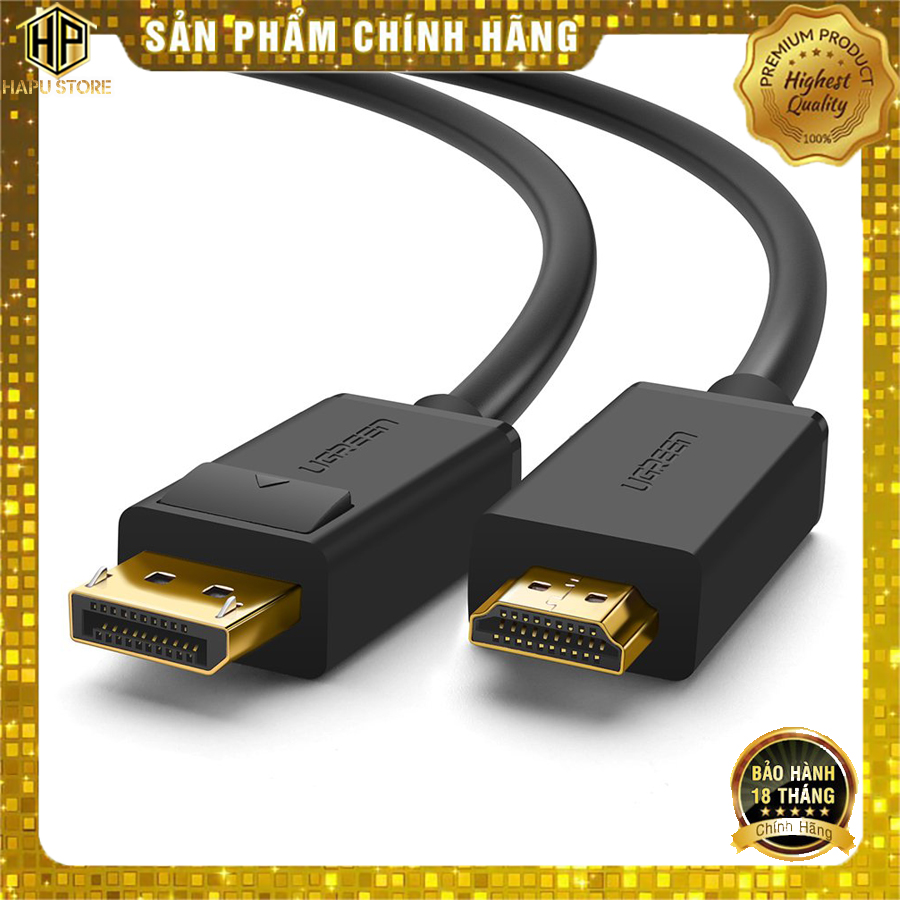 Cáp chuyển displayport sang hdmi cao cấp - ugreen 10239 10202 10203 10204 màu đen