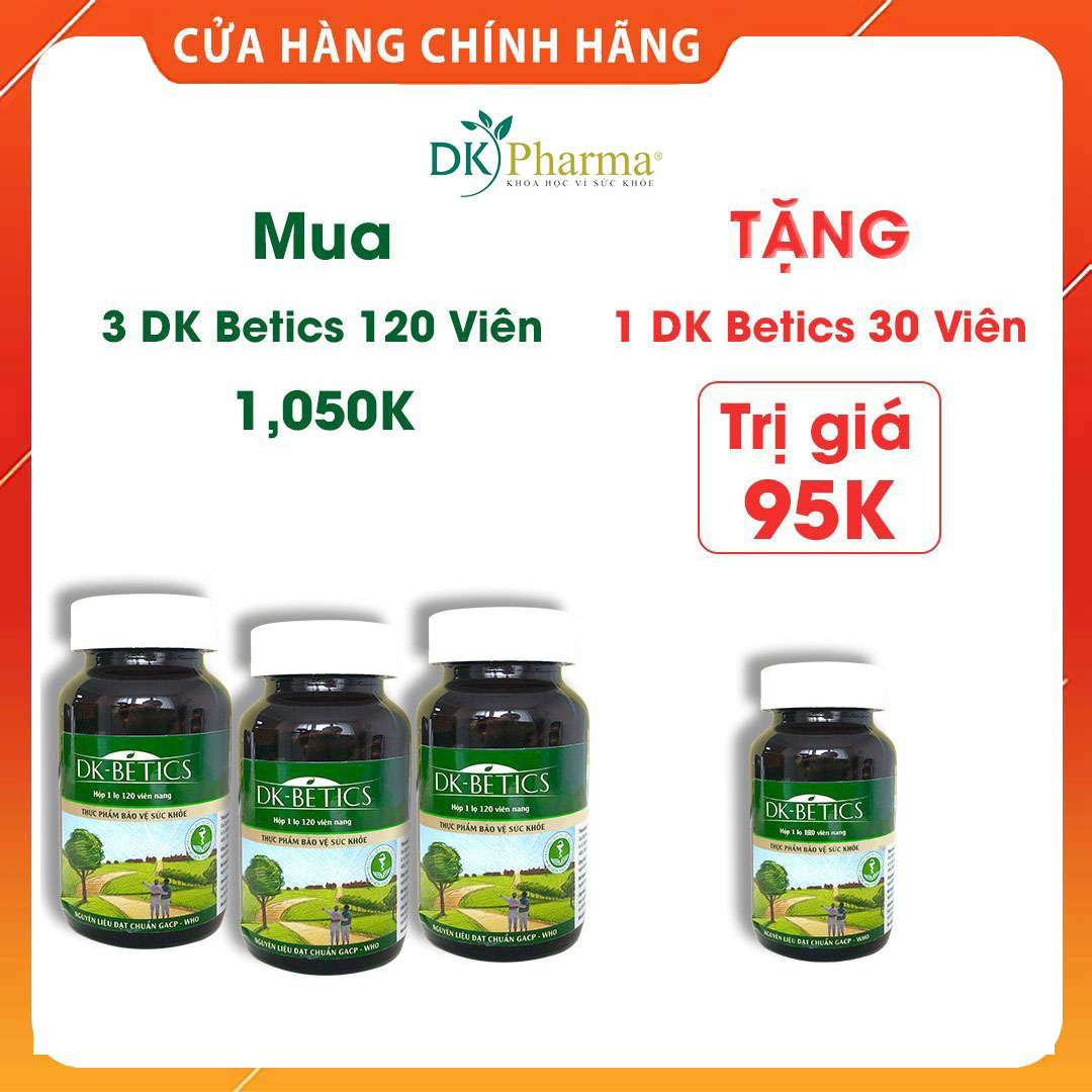 Viên tiểu đường dây thìa canh lá to DK Betics, Hỗ trợ hạ và ổn định đường huyết an toàn - Hộp lớn 120 viên