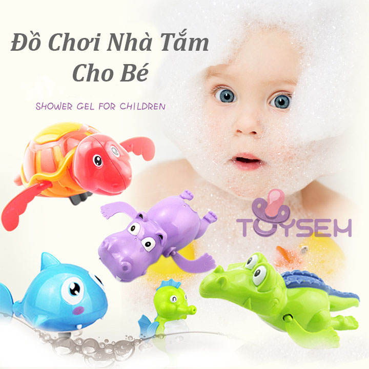 Đồ chơi dưới nước rùa vặn dây cót biết bơi - Đồ chơi phòng tắm cho bé hình con hà mã cá sấu vui nhộn - Đồ chơi thả bồn tắm - Quà tặng sinh nhật cho bé gái bé trai cute