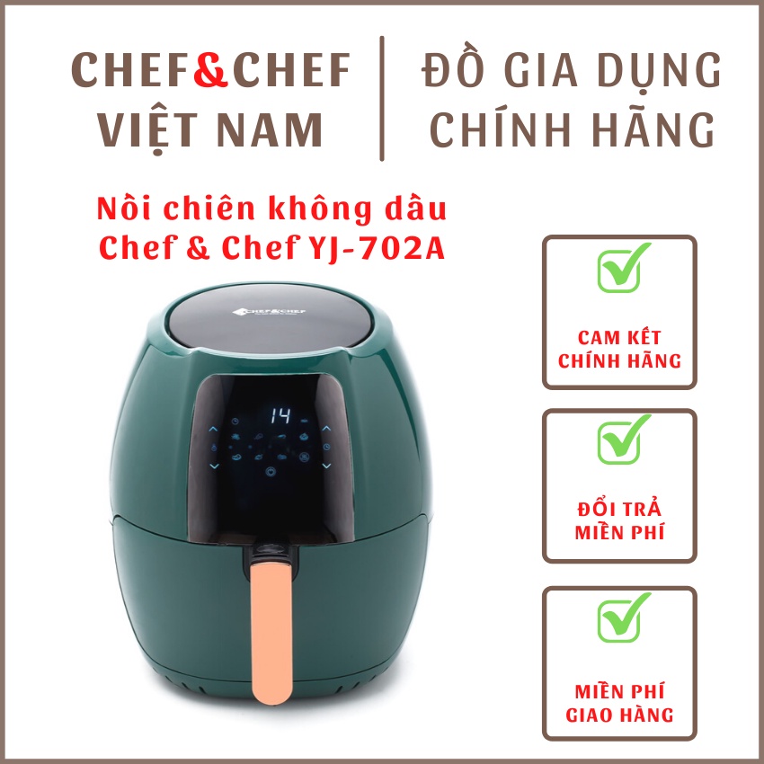Nồi chiên không dầu Chef & Chef YJ-702A nồi chiên không dầu rất bền chống chịu được va đập và dễ dàng vệ sinh, nồi chiên, nồi chiên không dầu, nồi chiên Chef Chef, nồi nướng, đồ dùng nhà bếp