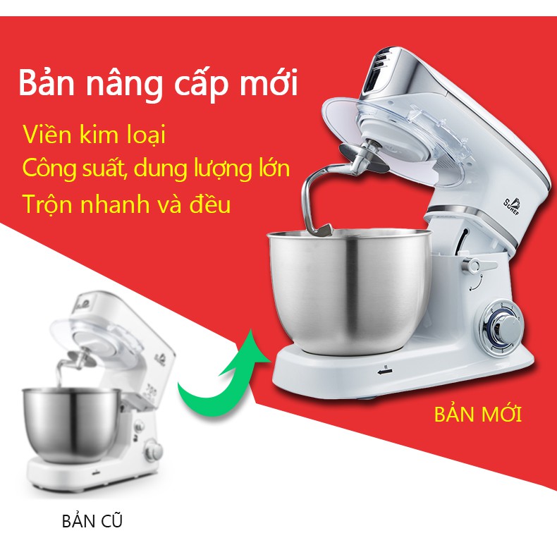 Máy trộn bột máy đánh trứng cỡ lớn đa năng bát inox 5 lít công suất 1000W máy trộn bột đánh kem làm bánh tiện dụng