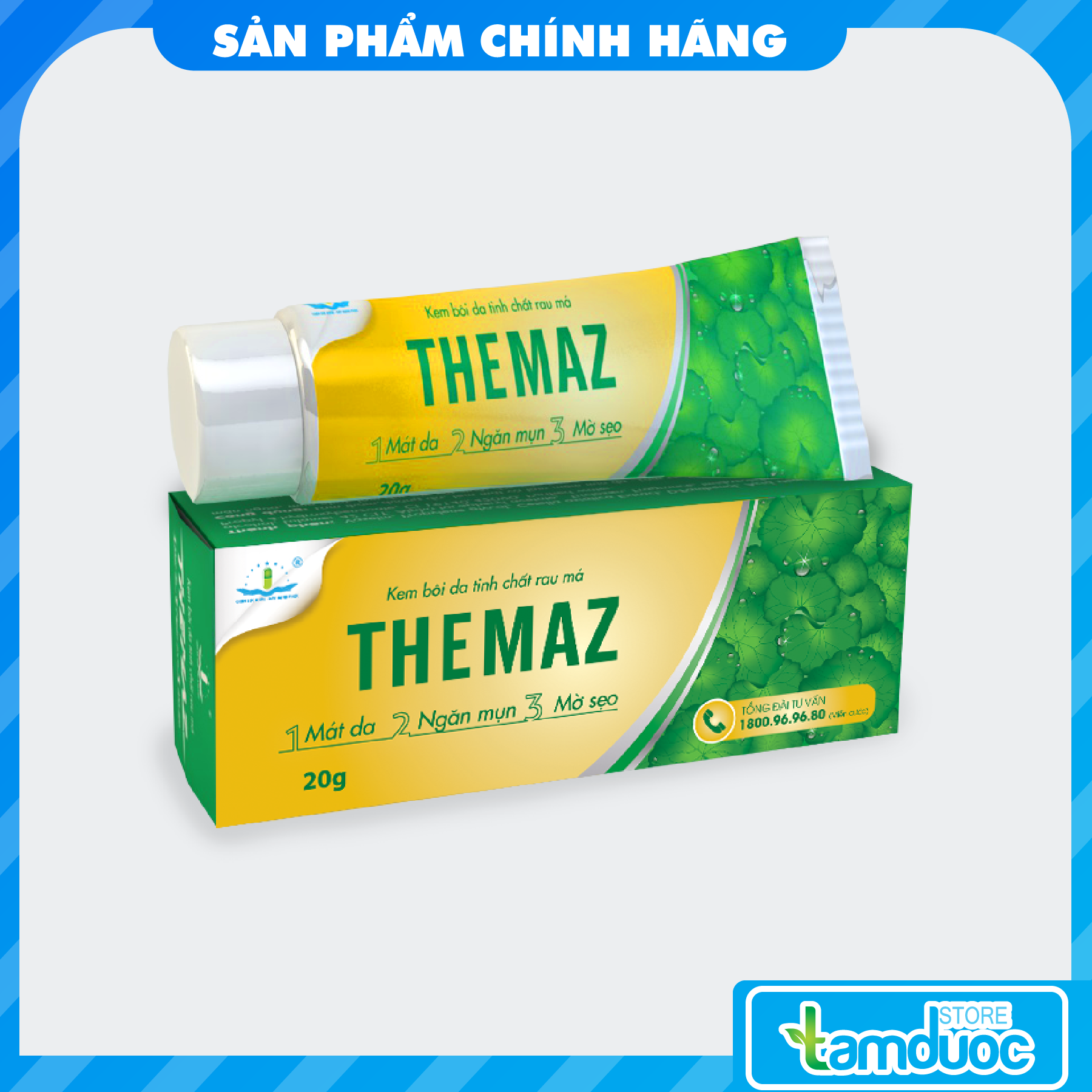 [HCM]Kem bôi da tinh chất rau má Themaz (Tuyp 20g) Hỗ Trợ Mát Da, Ngăn Mụn, Mờ Sẹo.