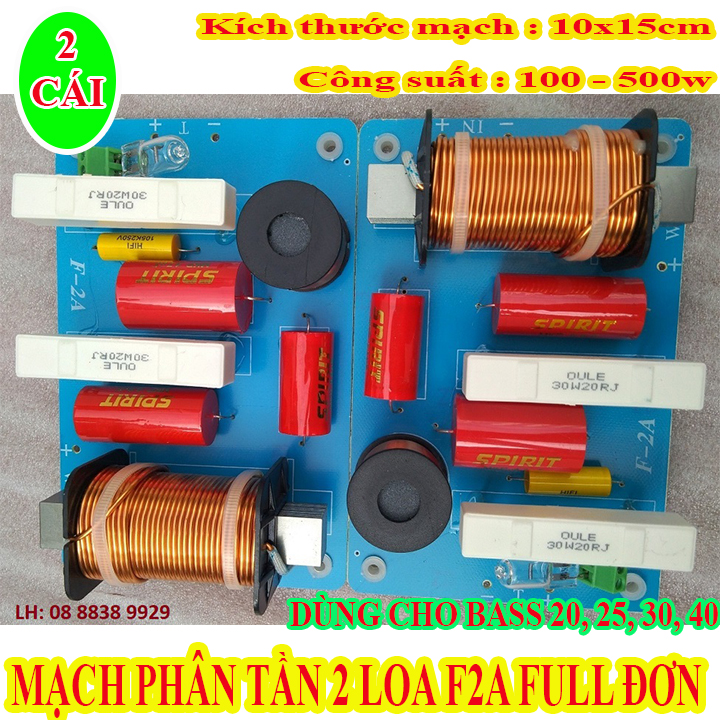 Mạch phân tần 2 loa f2a full đơn - dùng cho 1 bass 1 treble - giá 2 mạch