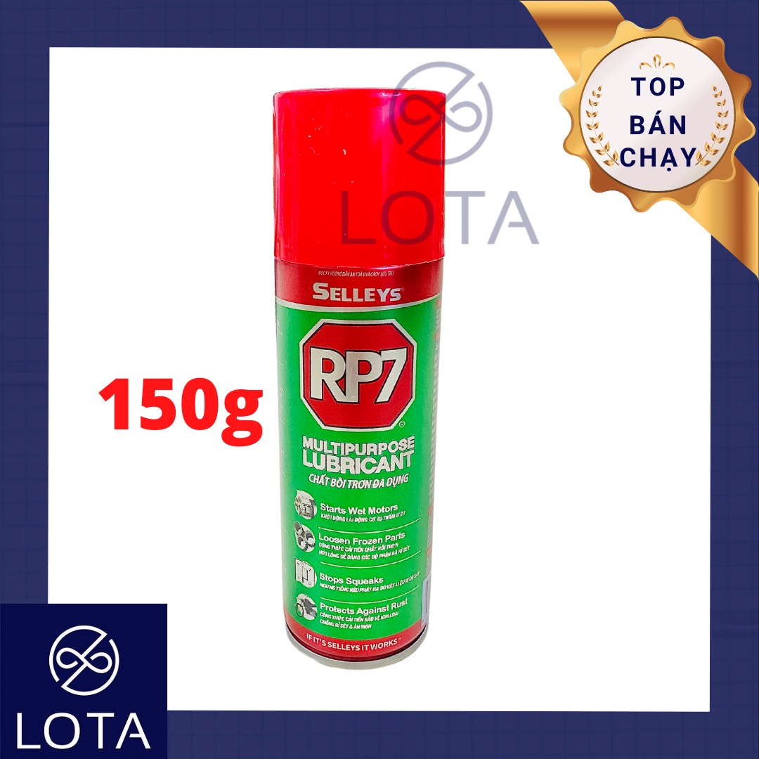 CHAI XỊT SELLEYS RP7 CHỐNG RỈ SÉT 150G bình dầu chống gỉ vệ sinh kim loại làm sạch vết ố dung dịch rửa sắt thép inox nhôm thắng đĩa xe máy ô tô chìa khóa ổ khóa bu-lông ốc vít bản lề xích bánh RP 7 bôi trơn dụng cụ R P 7 R7