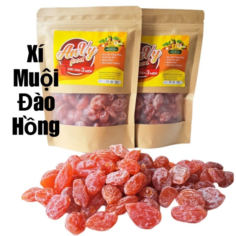 Xí muội đào chua ngọt mẫu túi zip giấy 500gram
