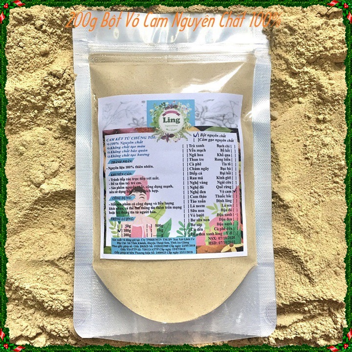 Bột vỏ cam 200g nguyên chất thiên nhiên 100% có giấy vsattp và đkkd dùng đa công dụng