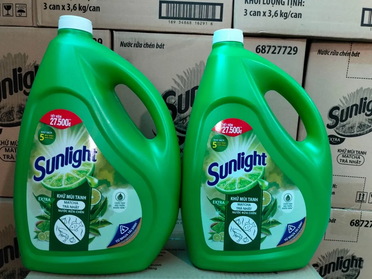 Nước rửa chén Sunlight hương Trà Xanh và Chanh Extra can 3.6kg Gia Phát Trade