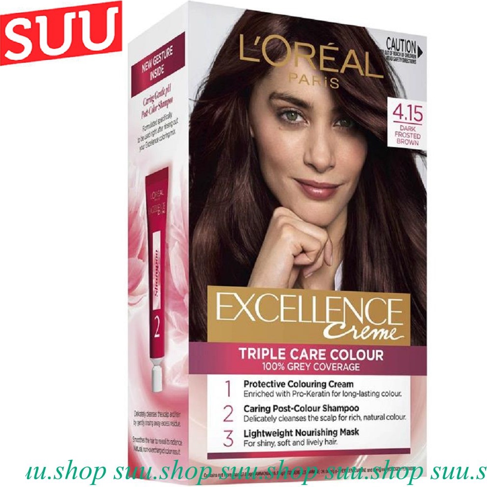 Thuốc Nhuộm Tóc Số 4.15 Nâu Mờ Loreal Excellence Cream 172ml Dưỡng Tóc Phủ Bạc