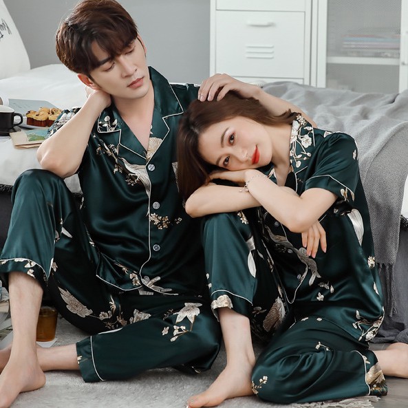 Pijama couple ☘️ đồ ngủ lụa satin mềm mát mùa hè cặp đôi ☘️ phượng vũ ivy616