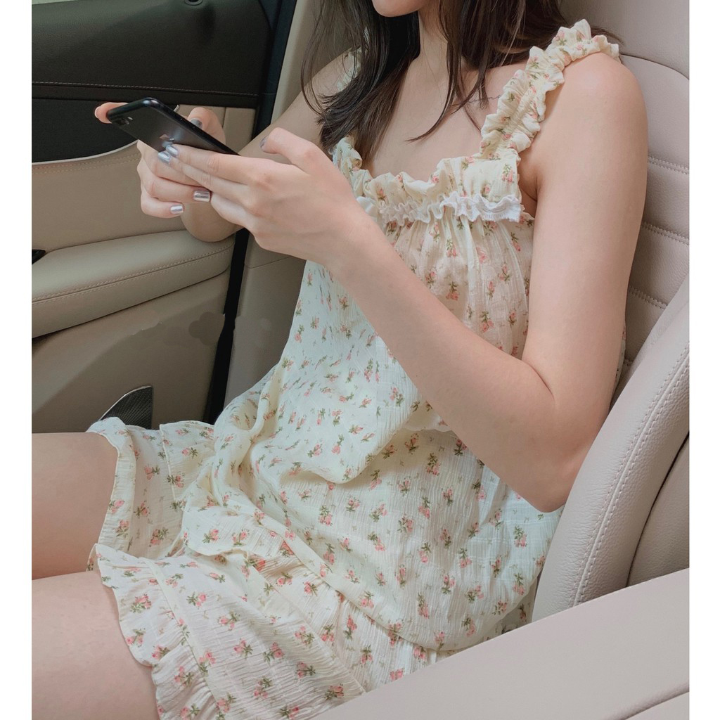 Set bộ ngủ 2 dây hoa hoa