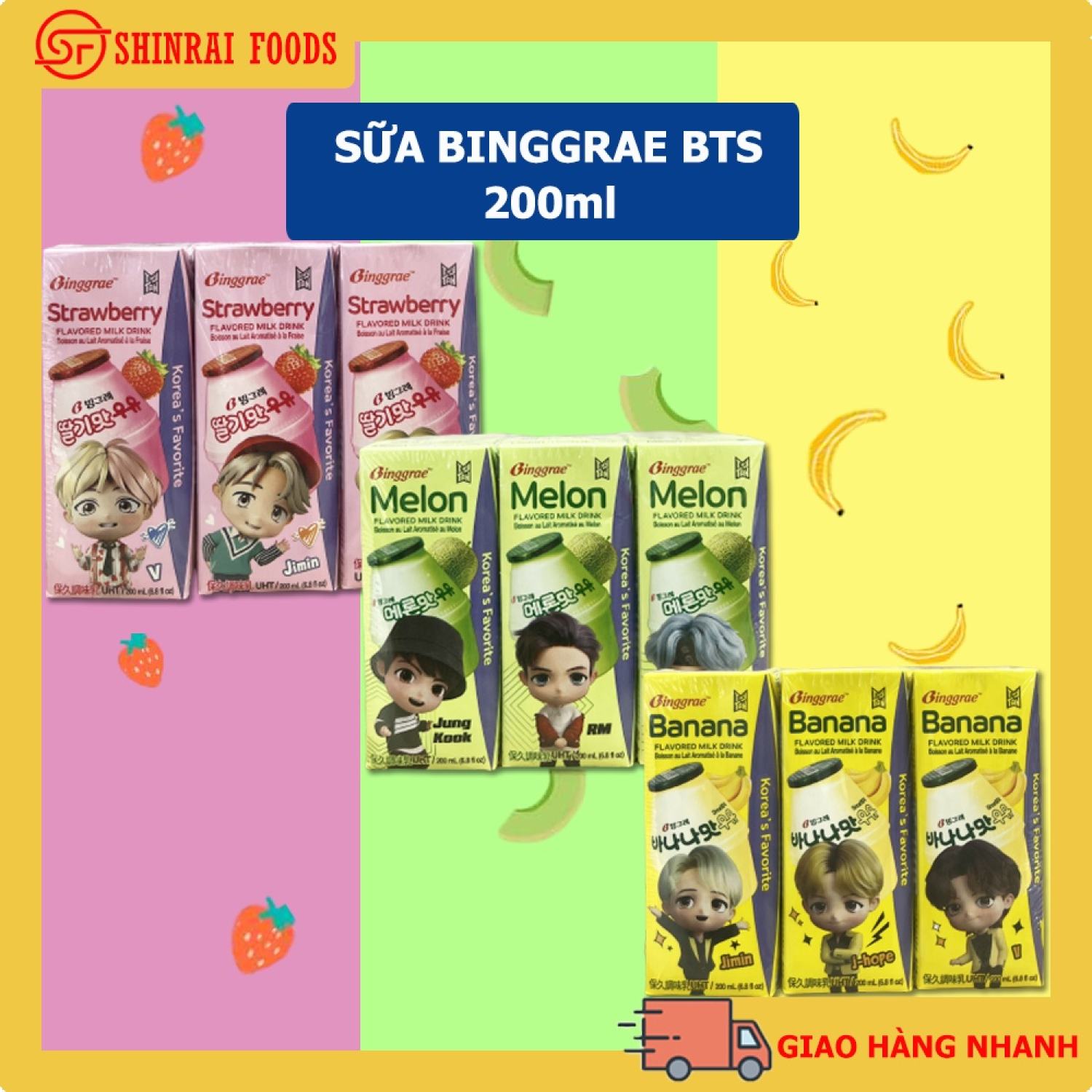 Sữa trái cây 3 vị Binggrae Hàn Quốc