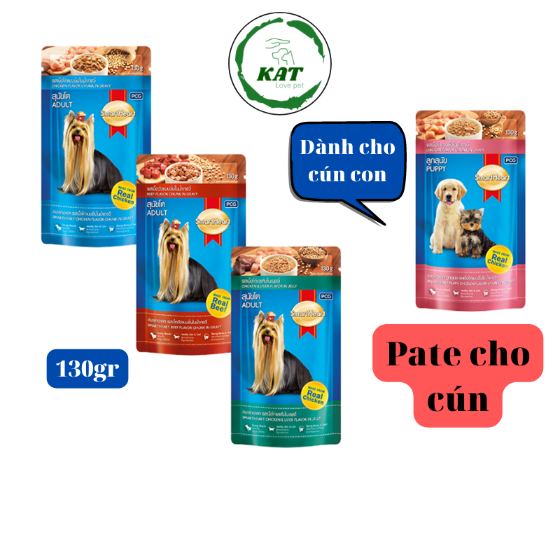 Pate cho chó smartheart 130gr dành cho mọi lứa tuổi - 4 hương vị - kat love pets
