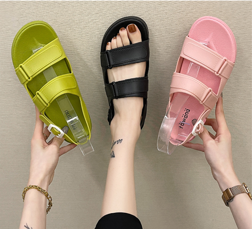 Dép nữ ulzzang sandal quai ngang nhựa dẻo dạo phố thời trang hè 2021