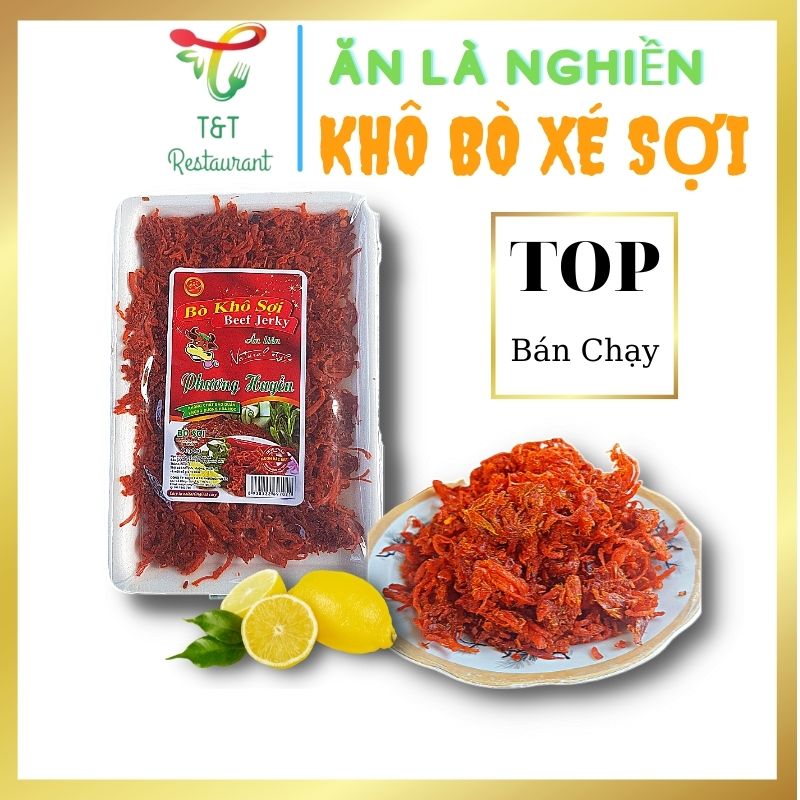 Khô bò xé sợi tây bắc, bò khô sợi phương huyền food, khay 100g