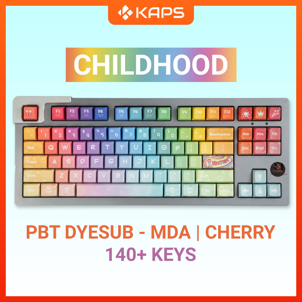 Keycap Childhood Rhapsody - Giai điệu tuổi thơ - nhựa PBT profile MDA/Cherry in dyesub 140+ nút cho bàn phím cơ