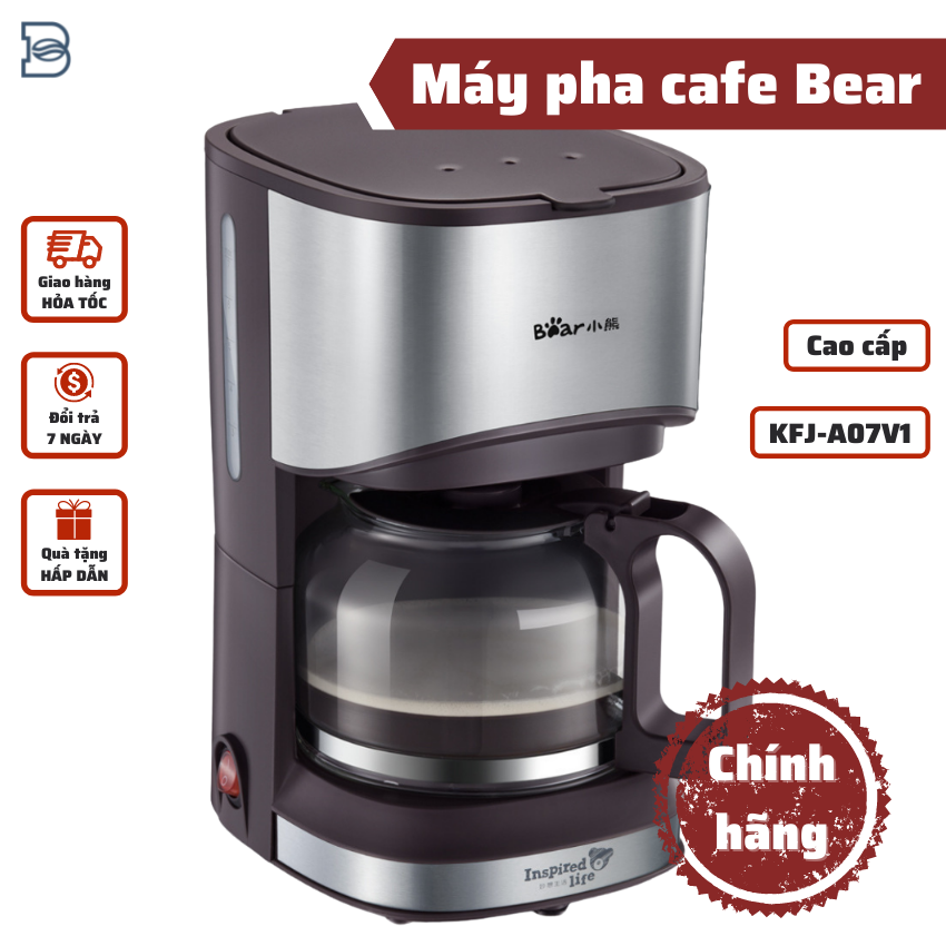 BẢO HÀNH 1 NĂM Máy pha cà phê tự động chính hãng BEAR KFJ-A07V1 có vòi đánh sữa quy trình tự động pha trà và cà phê cao cấp đậm vị Big Dream Coffee
