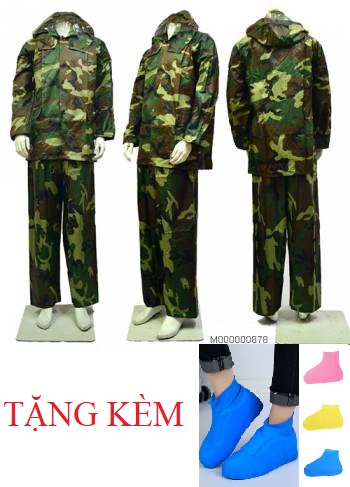 [HCM][COMBO MÙA MƯA] ÁO MƯA LÍNH VẢI DÙ NGUYÊN BỘ 2XL 70KG TẶNG KÈM BỌC GIẦY ĐI MƯA