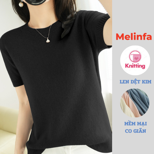 Áo len nữ cổ tròn ngắn tay hiện đại trẻ trung len dệt kim mềm mịn co giãn dán mã VAA0316