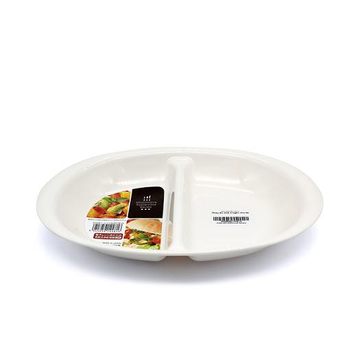 KHAY ĂN CHO BÉ CHIA 2 NGĂN - HÀNG NỘI ĐỊA NHẬT, được làm từ nhựa PP cao cấp, thiết kế hai ngăn đựng các đồ ăn riêng biệt cho bé.