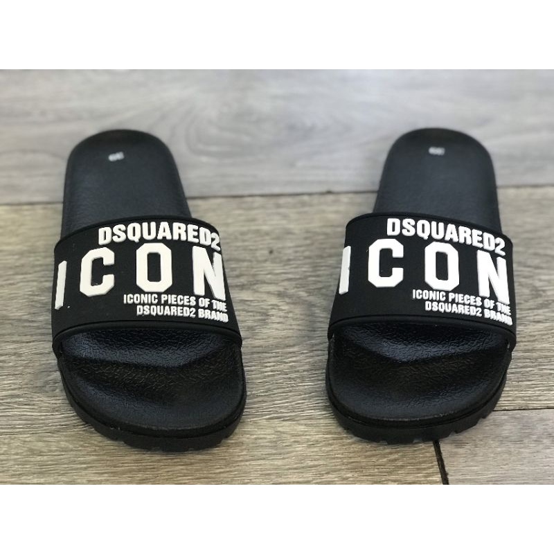 Dép thời trang quai ngang icon trắng đen size từ 35-43