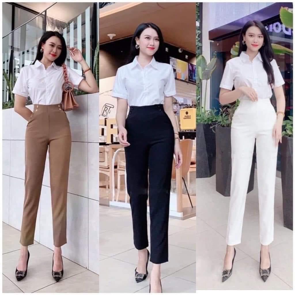 Quần baggy vải 4 cúc cạp cao khoá sau-DTS-mã 46