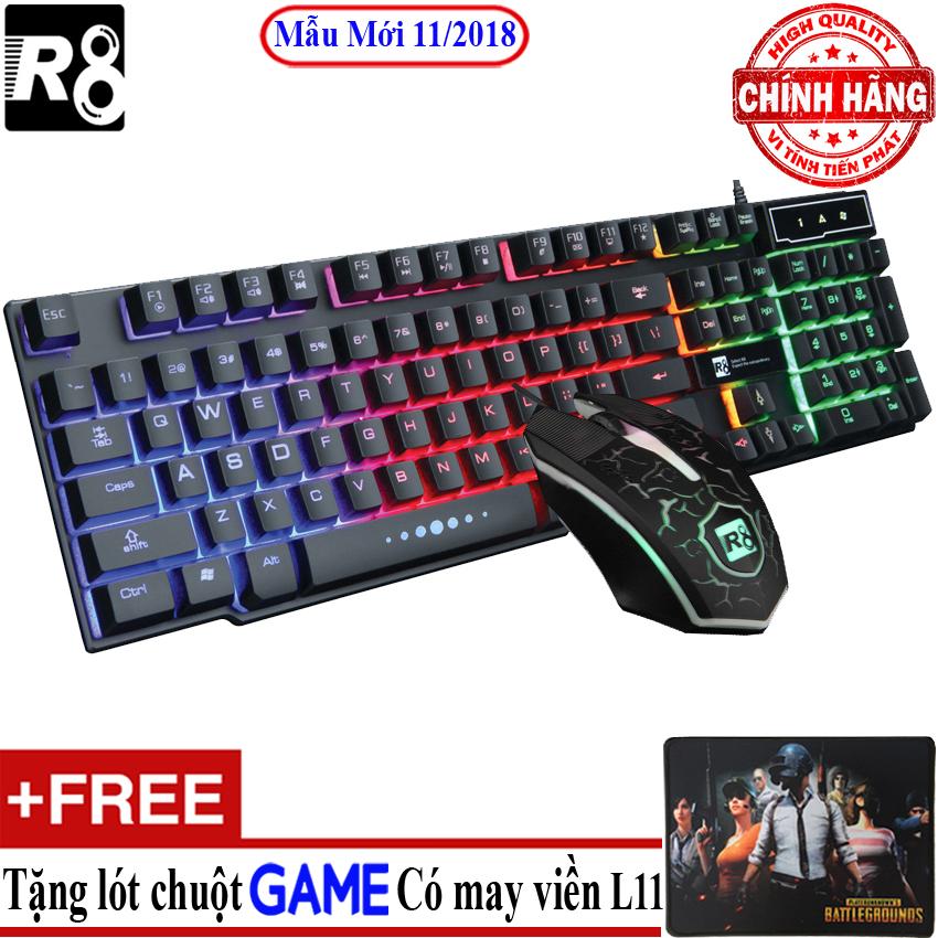 Bộ bàn phím giả cơ và chuột chuyên game r8 1910 led nhiều màu + tặng lót chuột mã l11 .