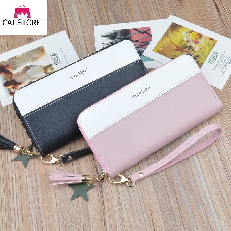 Bóp Ví Nữ Dài Cầm Tay Pha 2 Màu Thời Trang - CAI STORE