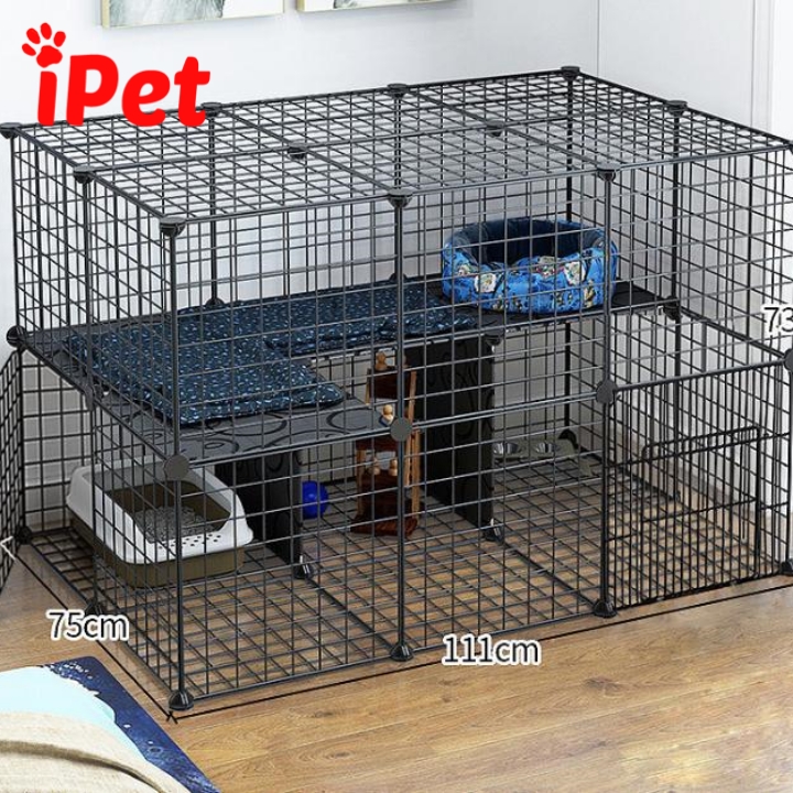 [HCM]Combo Lưới Ghép Chuồng Quây Thú Cưng Chó Mèo ( tặng chốt ) - Combo 2 Tầng 3x2x2 Kín - iPet Shop