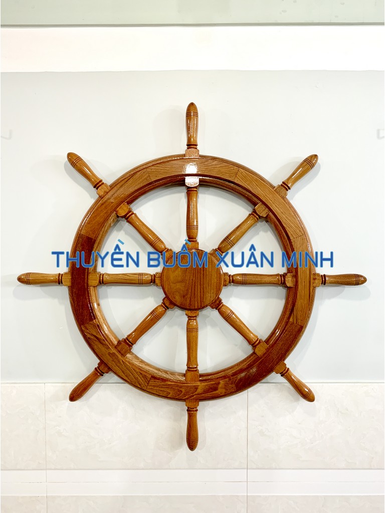 Vô lăng tàu gỗ - bánh lái tàu gỗ trang trí - gỗ căm xe - đường kính 100cm