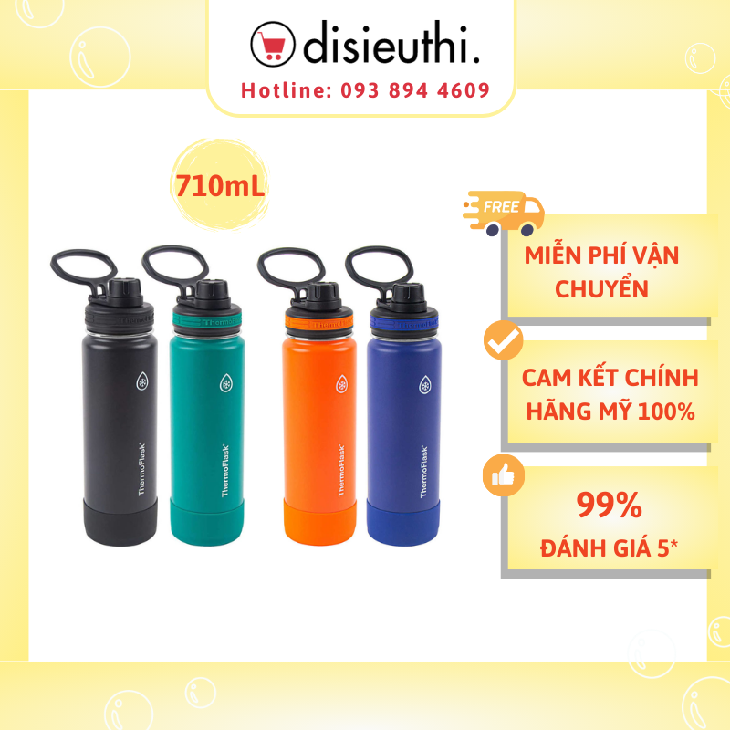 Bình Giữ Nhiệt Thermo Flask 710ml Bình Giữ Nhiệt Học Sinh  8.5 x 7.5 x 20.2 cm Chất liệu cao cấp, chịu được va đập giữ nóng 12h giữ lạnh 24h ThermoFlask Stainless Steel Insulated Water Bottle with Spout Lid