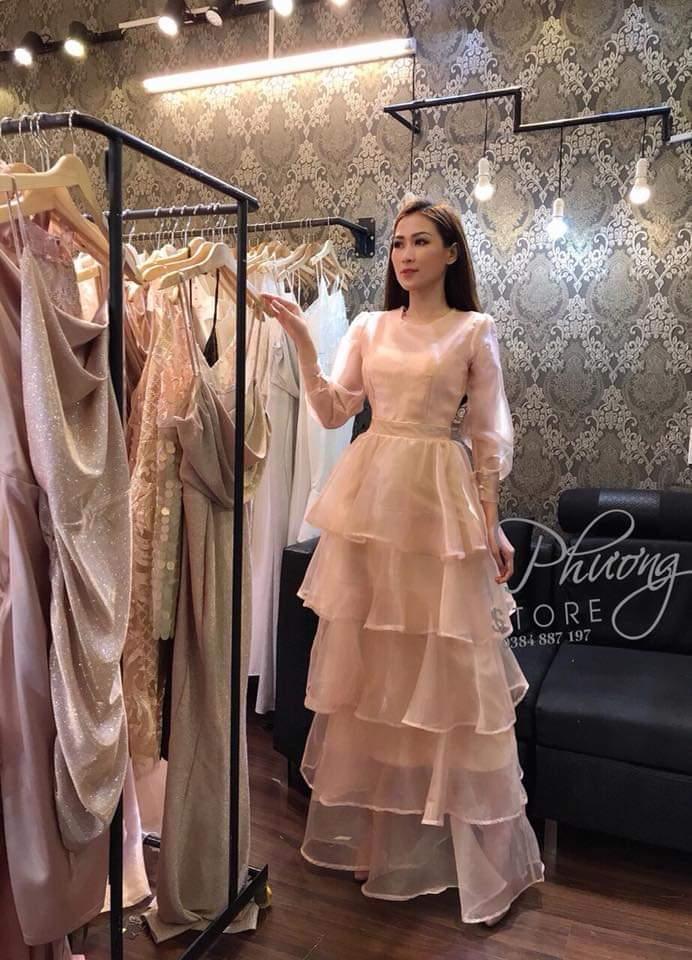 [HCM]Đầm Dự Tiệc Voan Kiếng Xòe Tầng Y Hình