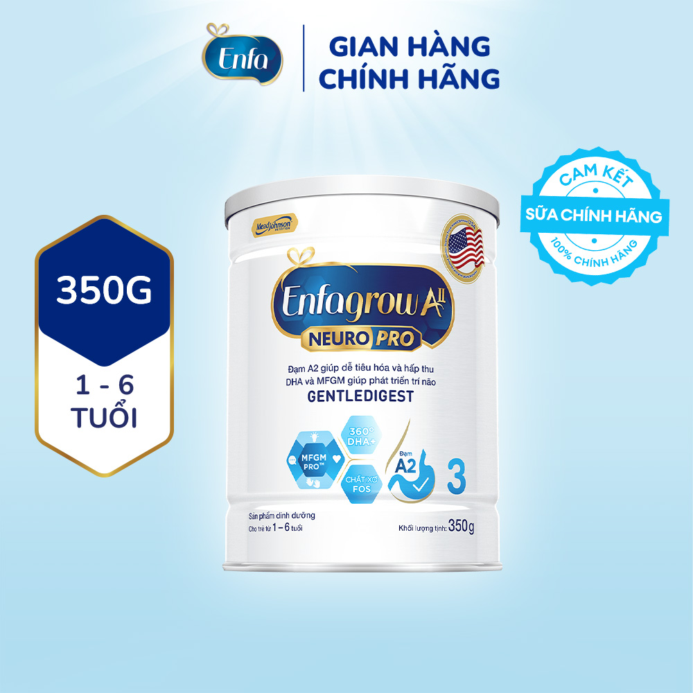 Sữa bột Enfagrow A2 Neuropro 3 dành cho trẻ từ 1-6 tuổi – 350g