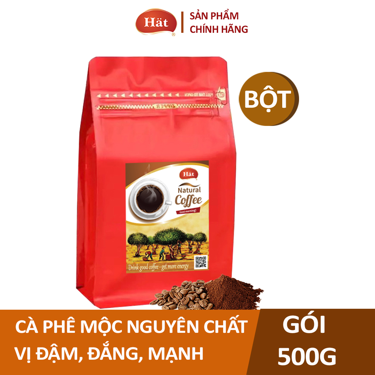 GÓI 500G Cà phê bột rang xay nguyên chất Hat Coffee,vị đậm, đắng mạnh, không hương liệu, không pha lẫn tạp chất, cafe ngon dùng cho cả pha máy và pha phin