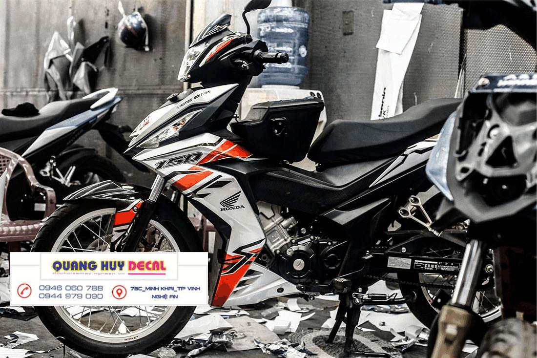 Tem trùm xe Winner 150 – thiết kế GTR cam đen  - Tem xe Winner cam đen  thiết kế theo yêu cầu - Chế độ tem trùm xe máy Winner X rẻ đẹp