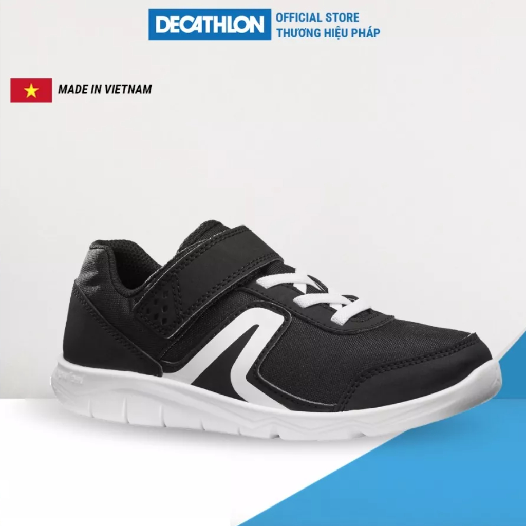Giày thể thao cho trẻ em Decathlon pw100 đen trắng