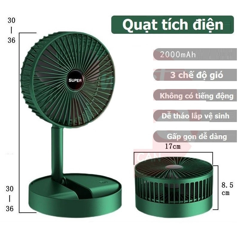 Quạt sạc pin tích điện mini để bàn có thể gấp gọn tiện lợi - Quạt để bàn 3 tốc độ gió xoay điều chỉnh hướng gió thông minh - Quạt cầm tay gấp gọn mang theo đi học đi làm đi du lịch tiện lợi đa năng