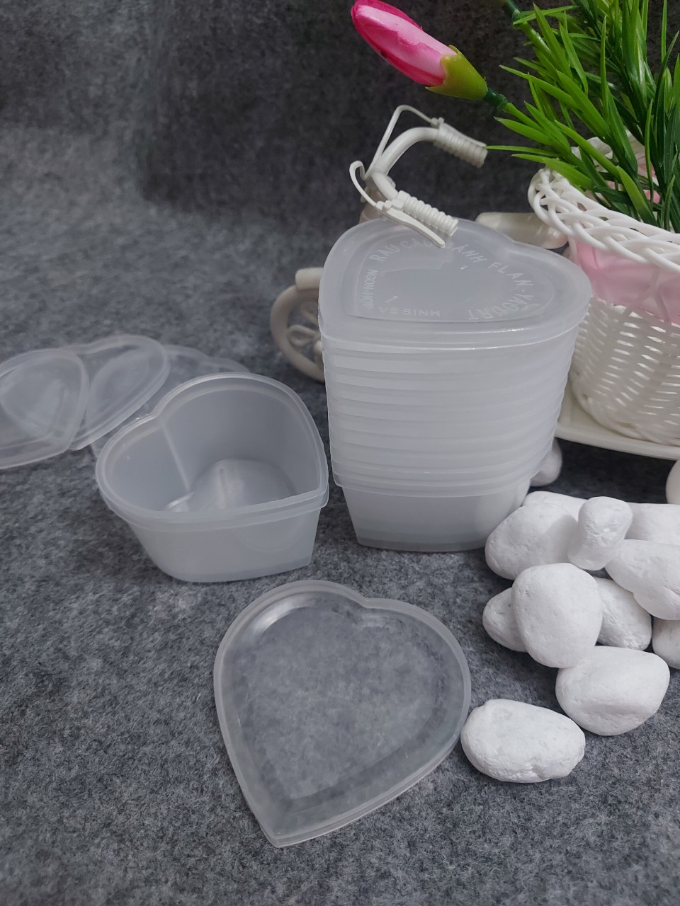Lốc 50 khuôn bánh plan, rau câu hình trái tim-dày đẹp