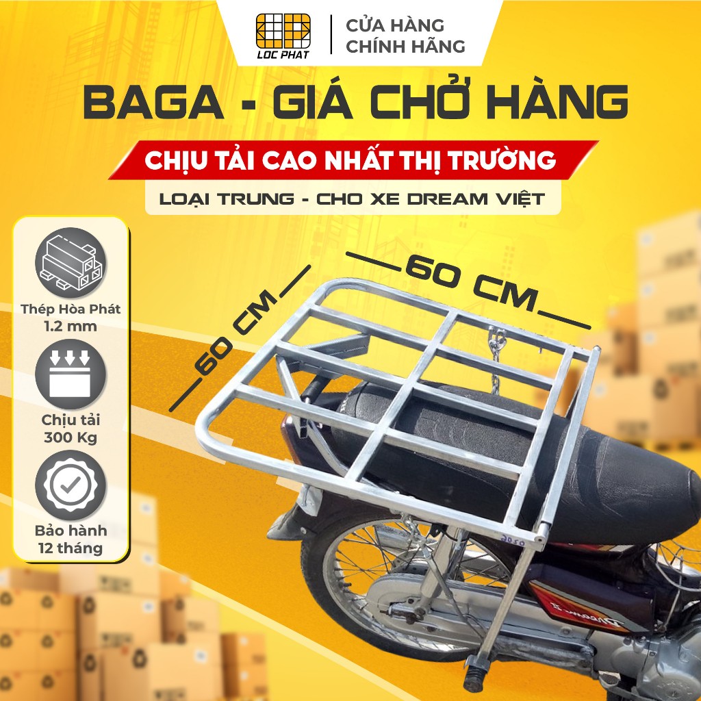 Baga giá chở hàng Lộc Phát xe dream, dream Việt loại Trung 60x60cm