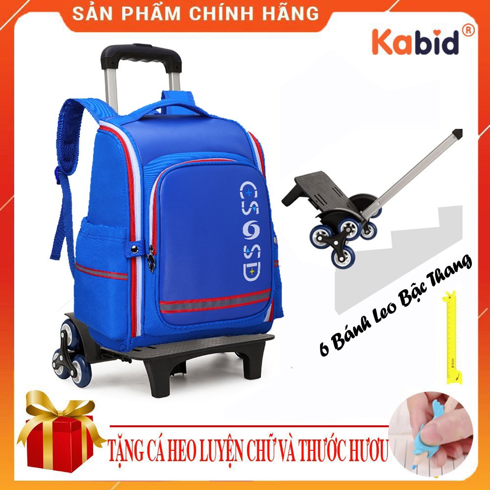 Balo kéo học sinh 6 bánh xe Kabid  Balo kéo cho bé Tiểu học - Cần kéo 6 bánh xe chạy trên mọi địa hình- Balo học sinh phản quang, chống thấm nước.