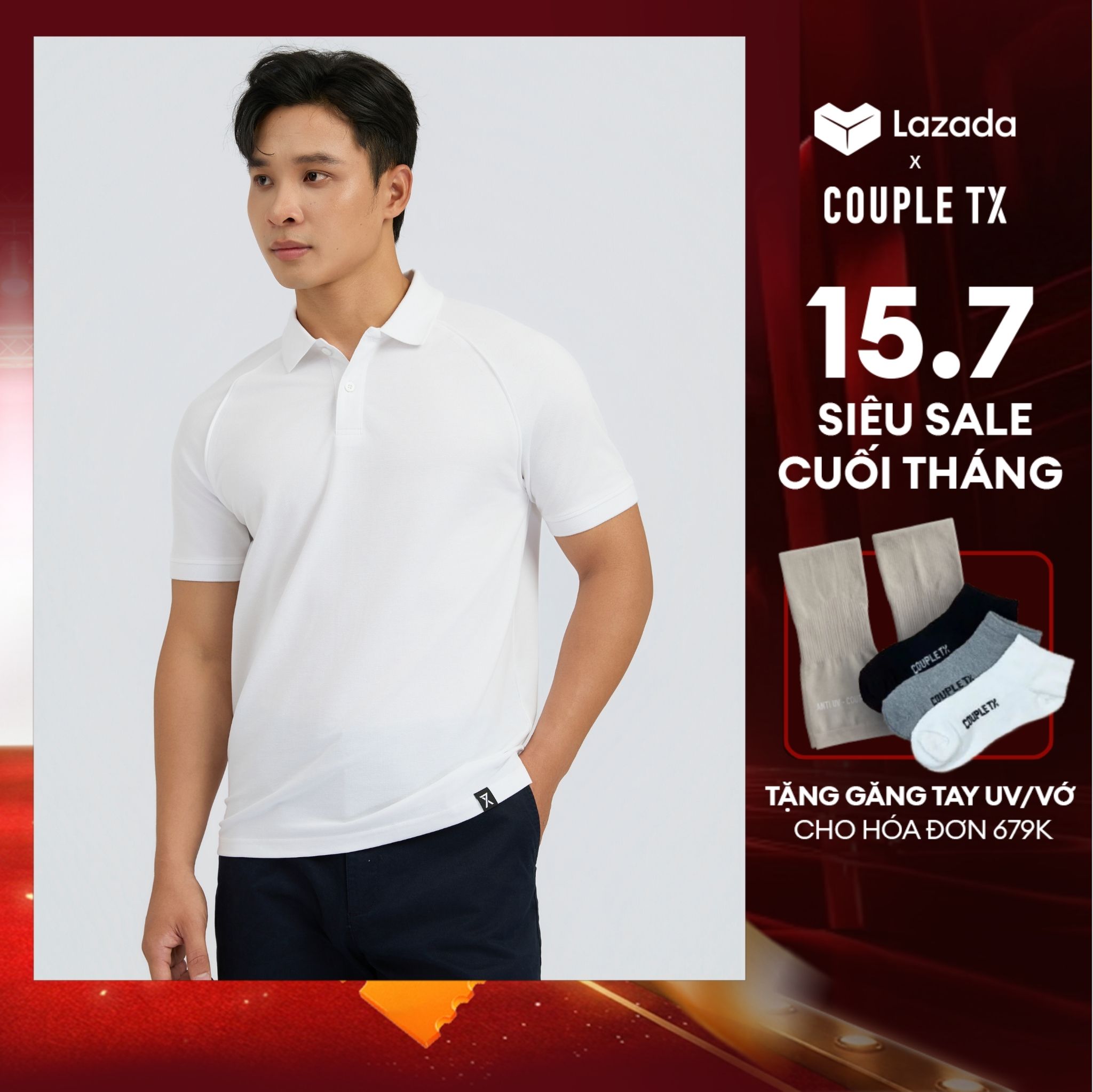 Áo Polo Nam Couple TX Thun CottonTay Raglan SS26 Có Cổ Thanh Lịch Form Regular MPO 1090